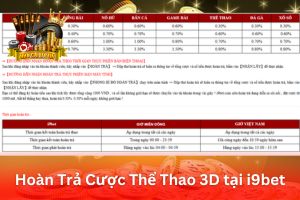 Ảnh đại diện bài viết Hoàn Trả Cược Thể Thao 3D tại i9bet