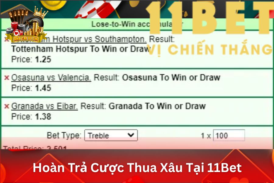 Hoàn Trả Cược Thua Xâu Tại 11Bet - Tăng Tỷ Lệ Hoàn Trả Cho Vé Cược Xâu Thua